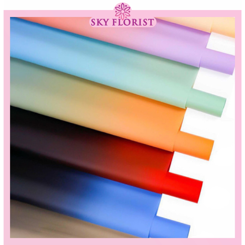 20 LEMBAR COD Kertas Buket cellophane gradient Flower Wrapping Paper Florist KB6183