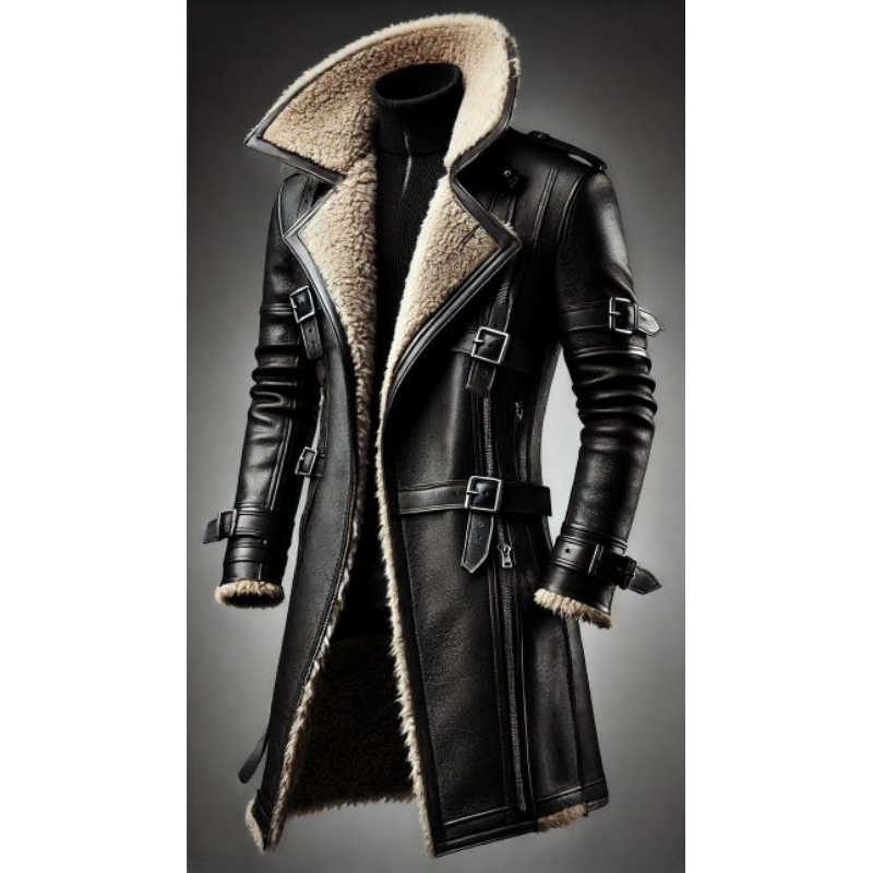 Jaket Kulit Asli 100%-Jubah kulit Sapi Serangken-Jubah Kulit Musim dingin-Mantel Kulit Asli-Jaket Ku