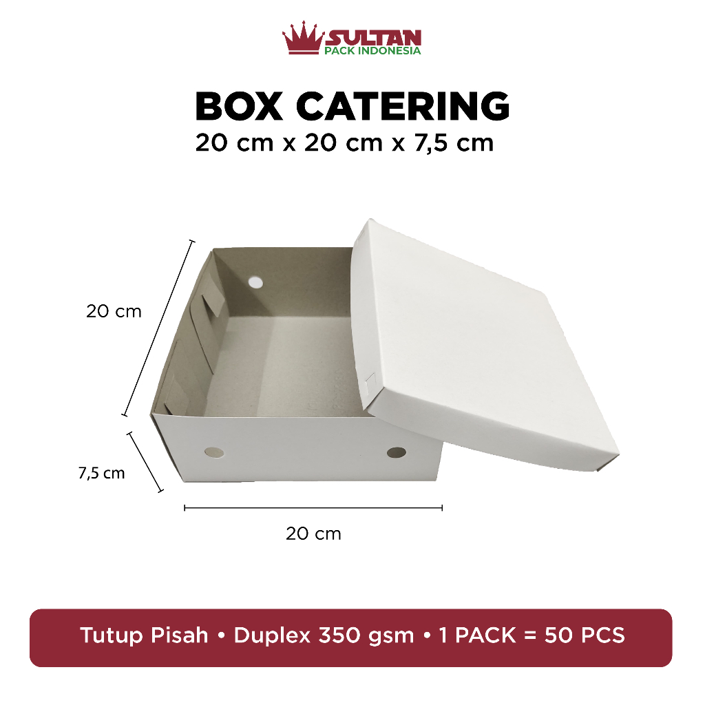 Kotak Nasi / Box Catering / Box Nasi Warna Putih / Ukuran 20 x 20 cm