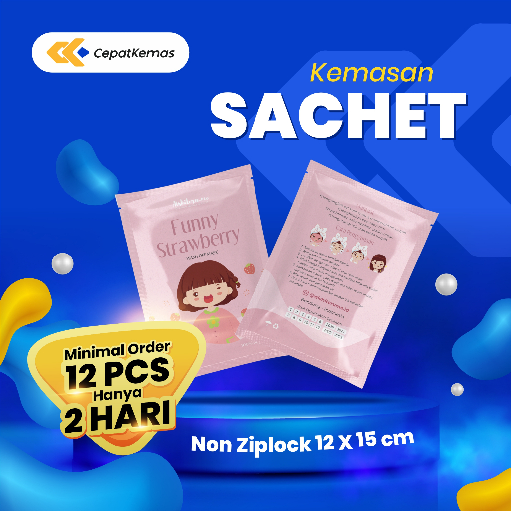 Cetak Kemasan Sachet Non Ziplock 12x15cm | Custom Desain | 12pcs | Selesai 2 Hari