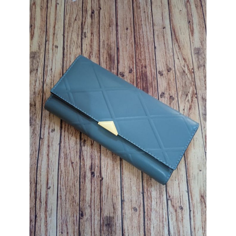 Dompet wanita panjang lipat 2 ori yadas brand korea warna biru