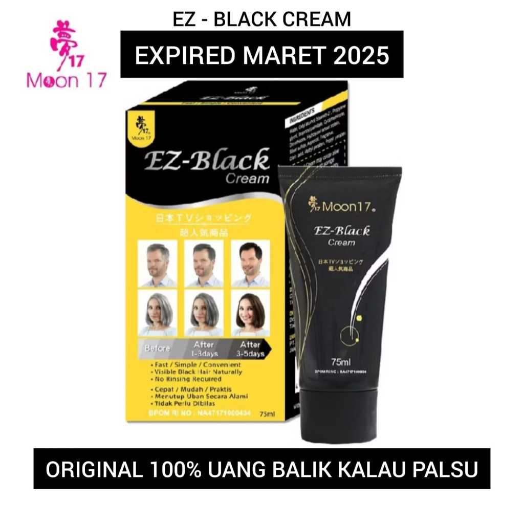 Moon 17 EZ BLACK Cream 4 Tube Original Taiwan (Krim Penghitam Uban)