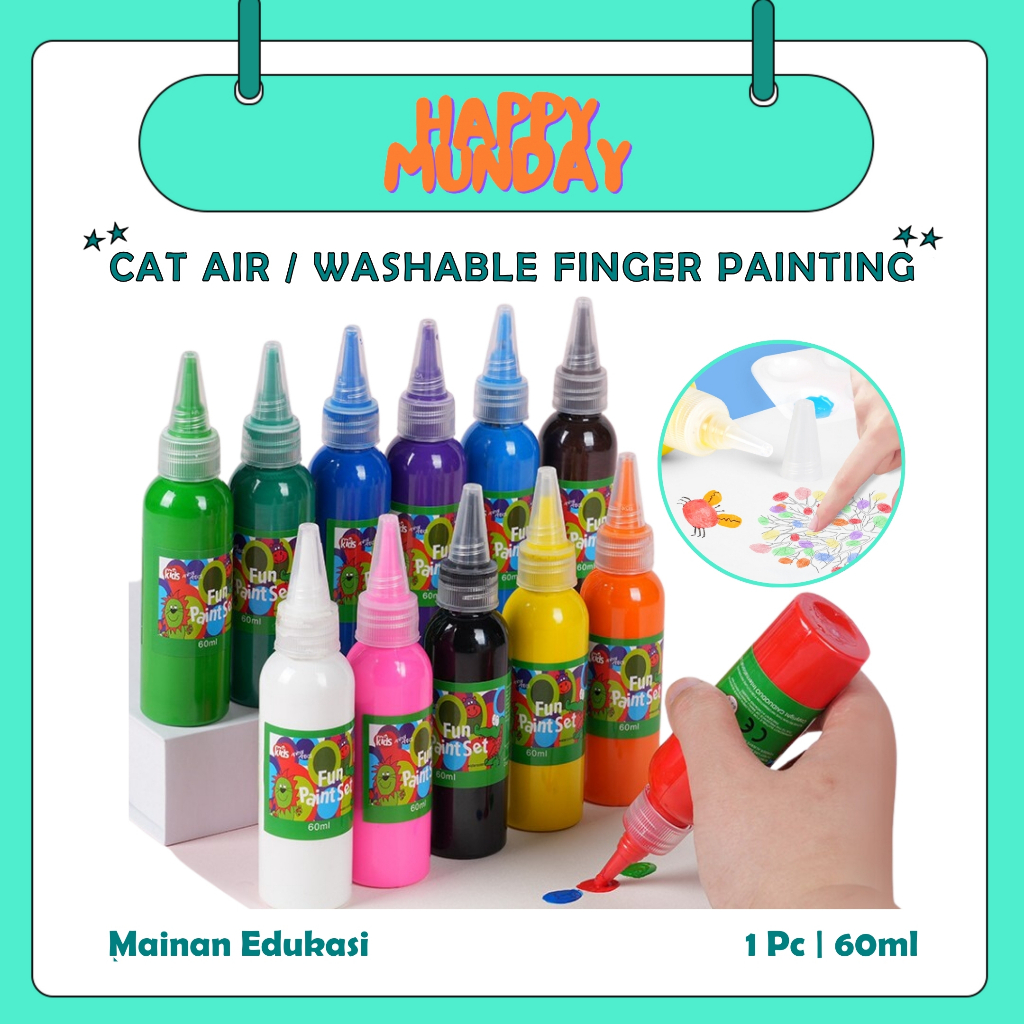 

Happymunday [ Mainan Edukasi ] Cat Air Anak 60ml Import Washable Finger Painting