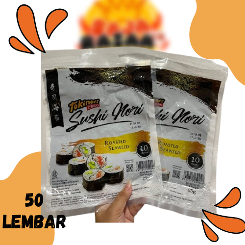 

TOKINORI 50 SHEET / SUSHI NORI / YAKINORI / NORI HALAL / DRIED SEAWEED / NORI GIMBAB