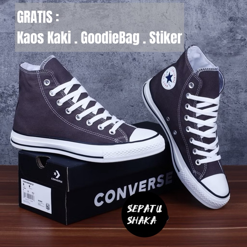 Sepatu Converse Chuck Taylor All Star High Grey Original BNIB | Converse Klasik Pendek Abu Ori | Sep