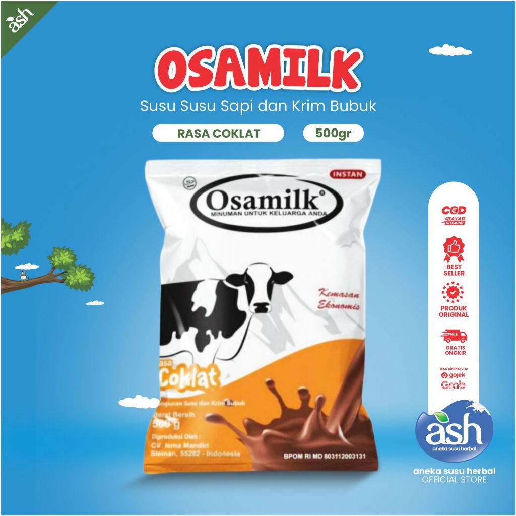 

Susu Sapi Osamilk Rasa Cokelat 500gr Susu Sapi Bubuk Original Menyehatkan Badan Menguatkan Tulang Menyehatkan Rambut melancarkan Pencernaan Susu gemuk Anak & Dewasa Coklat Adam Herbal - anekasusuherbal