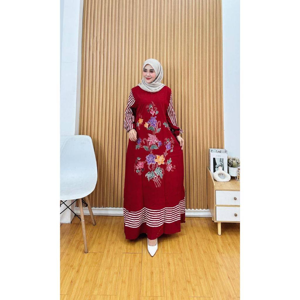 Gamis Cap Encim Terbaru 2025 bahan kain Premium super Resleting Depan, saku dan Tali pinggang