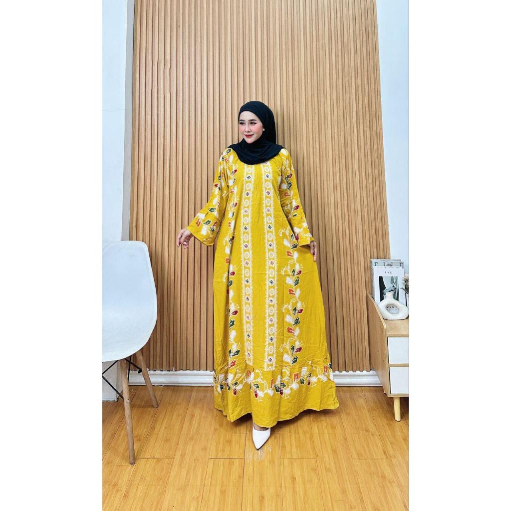 Gamis Cap Motif Lurus Terbaru 2025 Bahan kain premium super Resleting depan, Saku dan Tali Pinggang