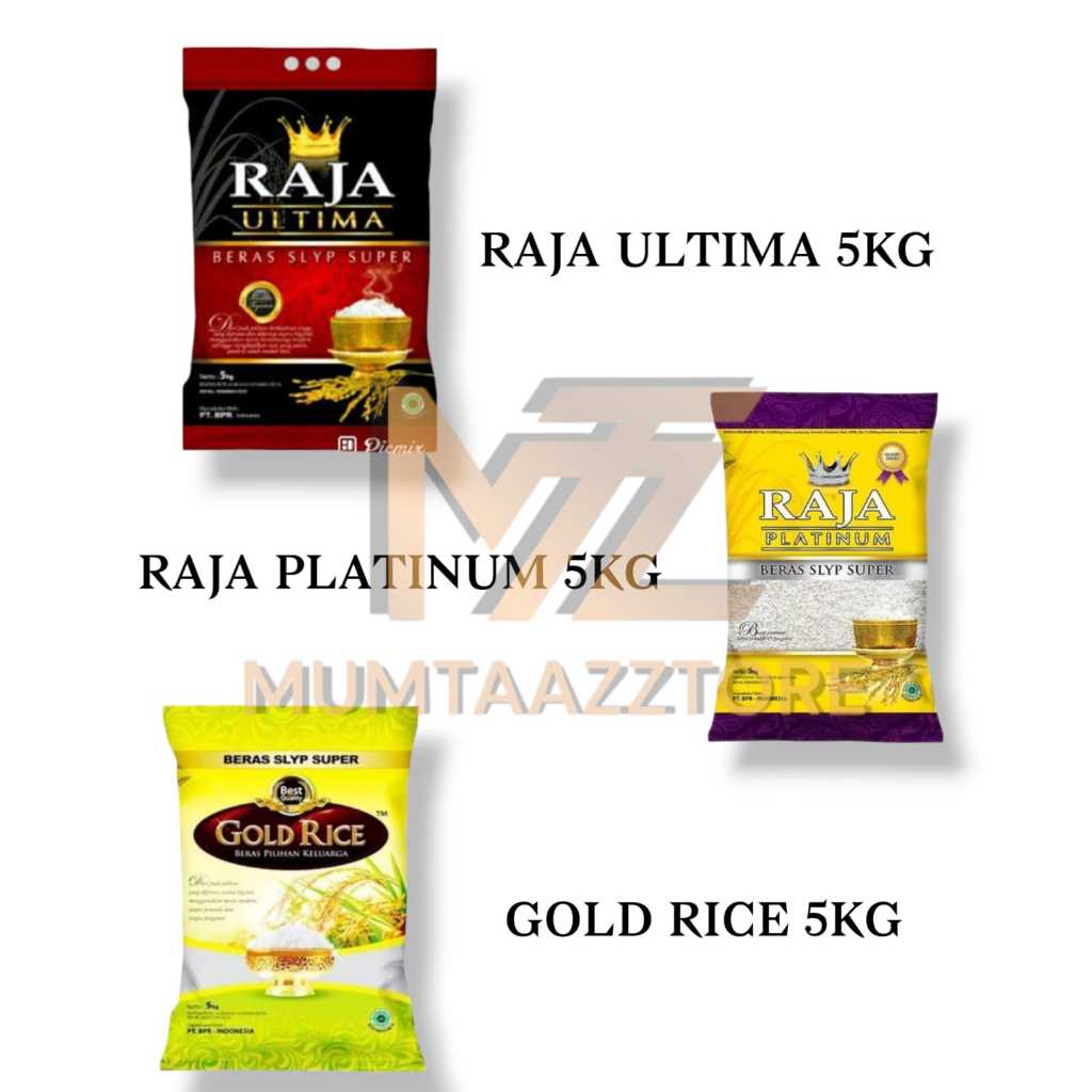 

MTZ Beras Raja ultima premium 5kg | Raja platinum beras slyp super 5kg | Gold Rice Beras Pulen 5kg