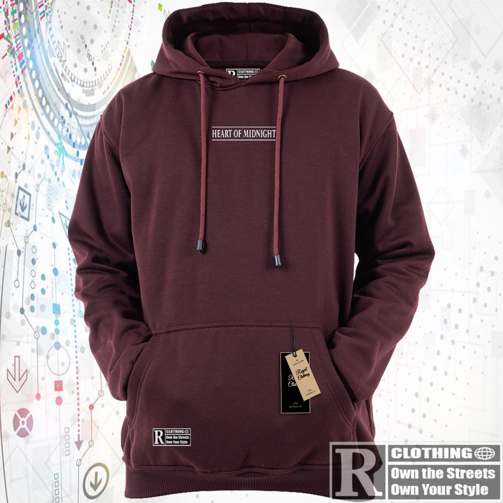 Jaket Hoodie Cowok Terbaru Motif Simple Warna Burgundi Sweater Hoodie Pria Terpopuler Royal Clothing
