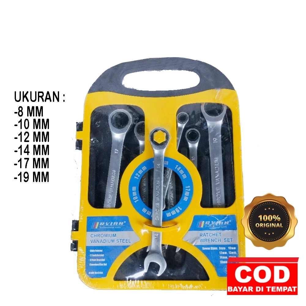 AMTECH Kunci Ring Pas Rachet Set 7pcs Gear Ratchet Wrench 7 pcs / Kunci Ring Pas Rachet Satu Set 7pc