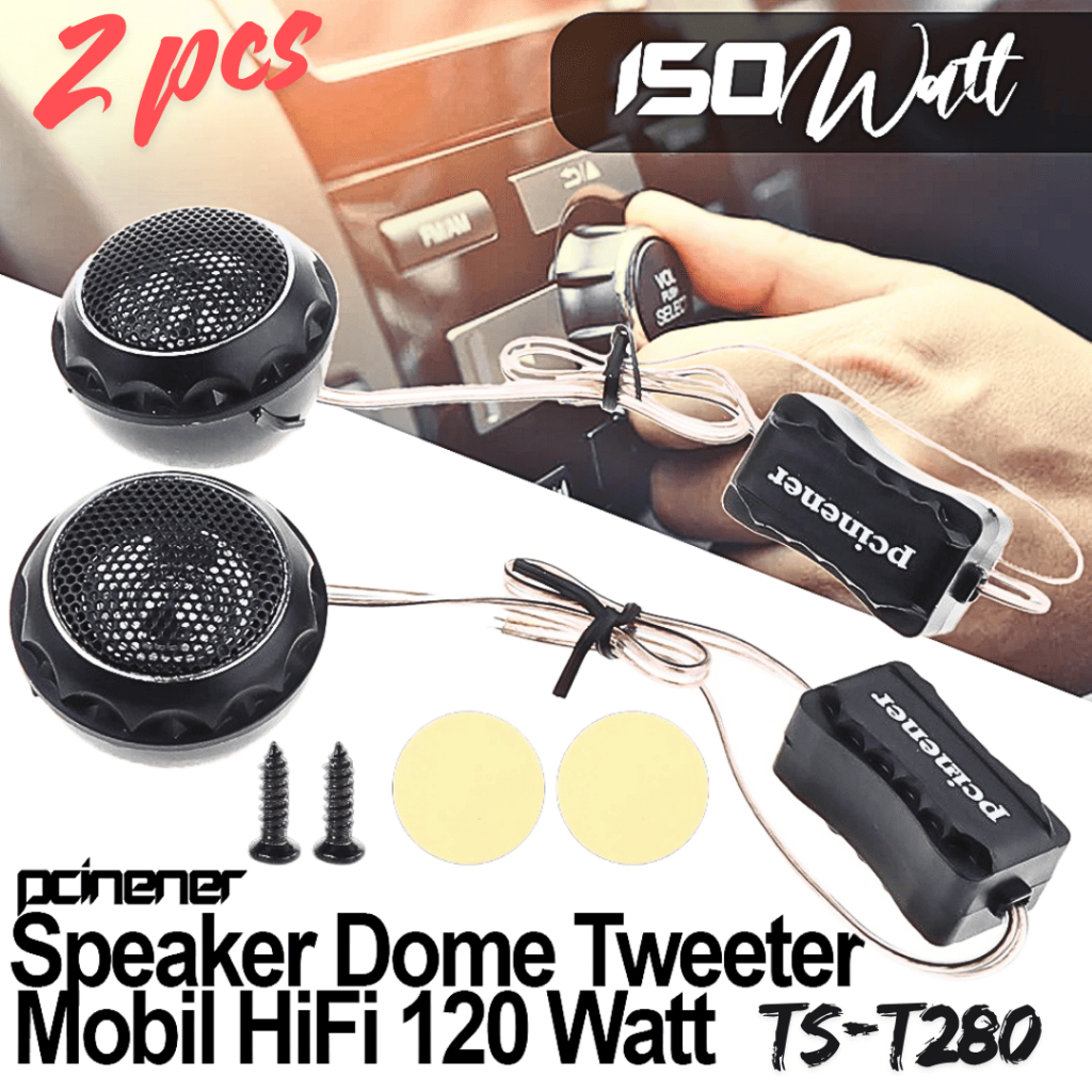 Pcinener Speaker pintu Mobil Avanza Super bass HiFi Mini Dome Tweeter 140 Watt 2 PCS TS T280