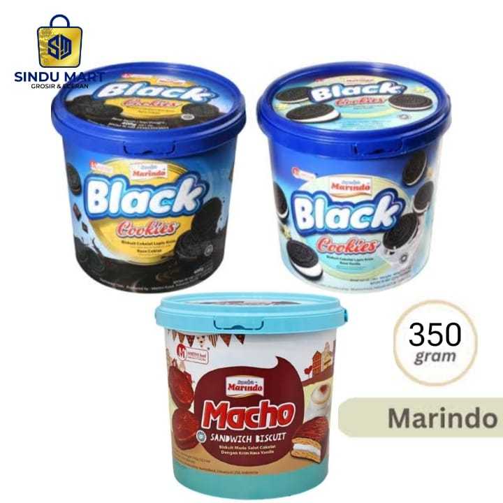 

Marindo black cookies & macho sandwich biscuit 350g murah | shopee sindumart