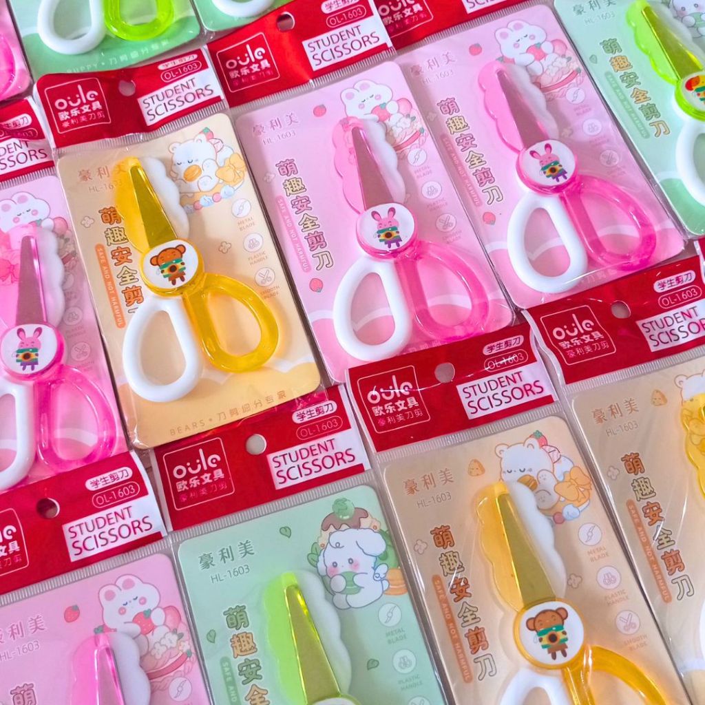 

Gunting Anak/gunting pengaman anak Lucu alat Tulis Anak sekolah Davis YQ-302/ karakter lucu Aman usia 2 3 4 5 6