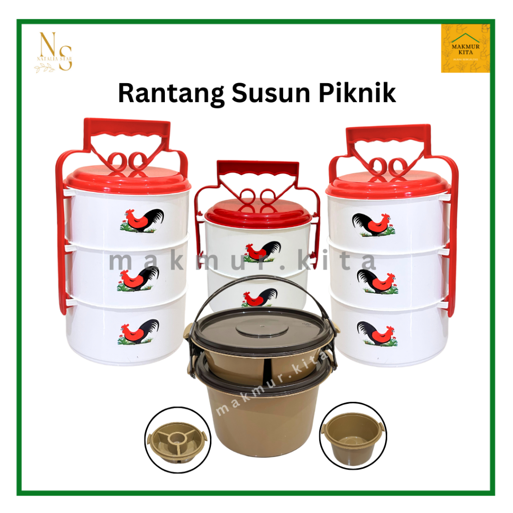 Rantang Susun 2 3 4 Plastik Bulat / Rantang Plastik Ayam Piknik / Rantang Hampers Souvenir Hajatan