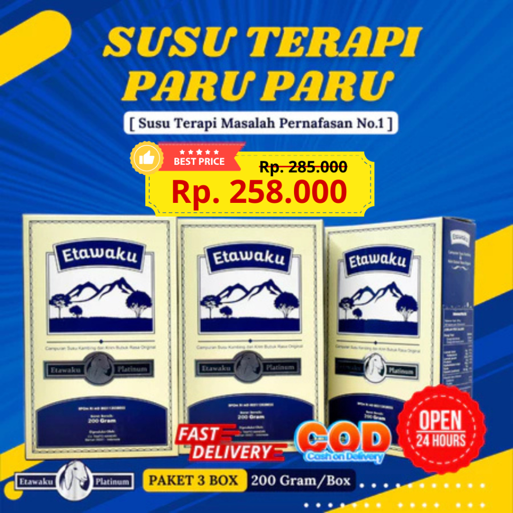 

PAKET 3 BOX SUSU ETAWAKU PLATINUM - SUSU ETAWA BUBUK ORIGINAL Baik Untuk Persendian dan Pernafasan