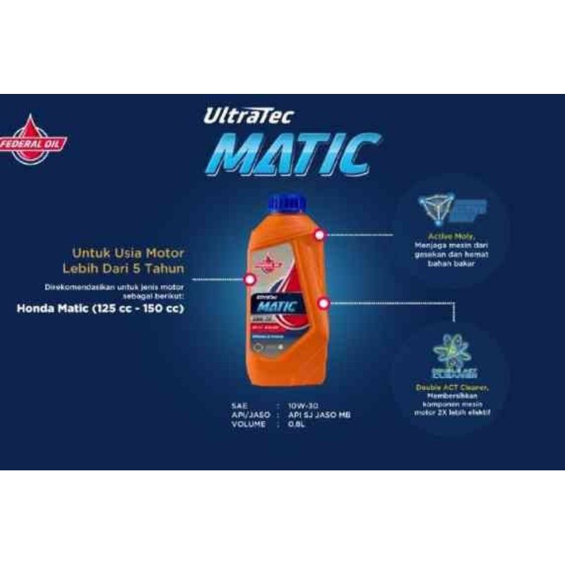 UltraTech Matic Motor Honda (125 cc - 150 cc) Oli federal matic 0,8 liter