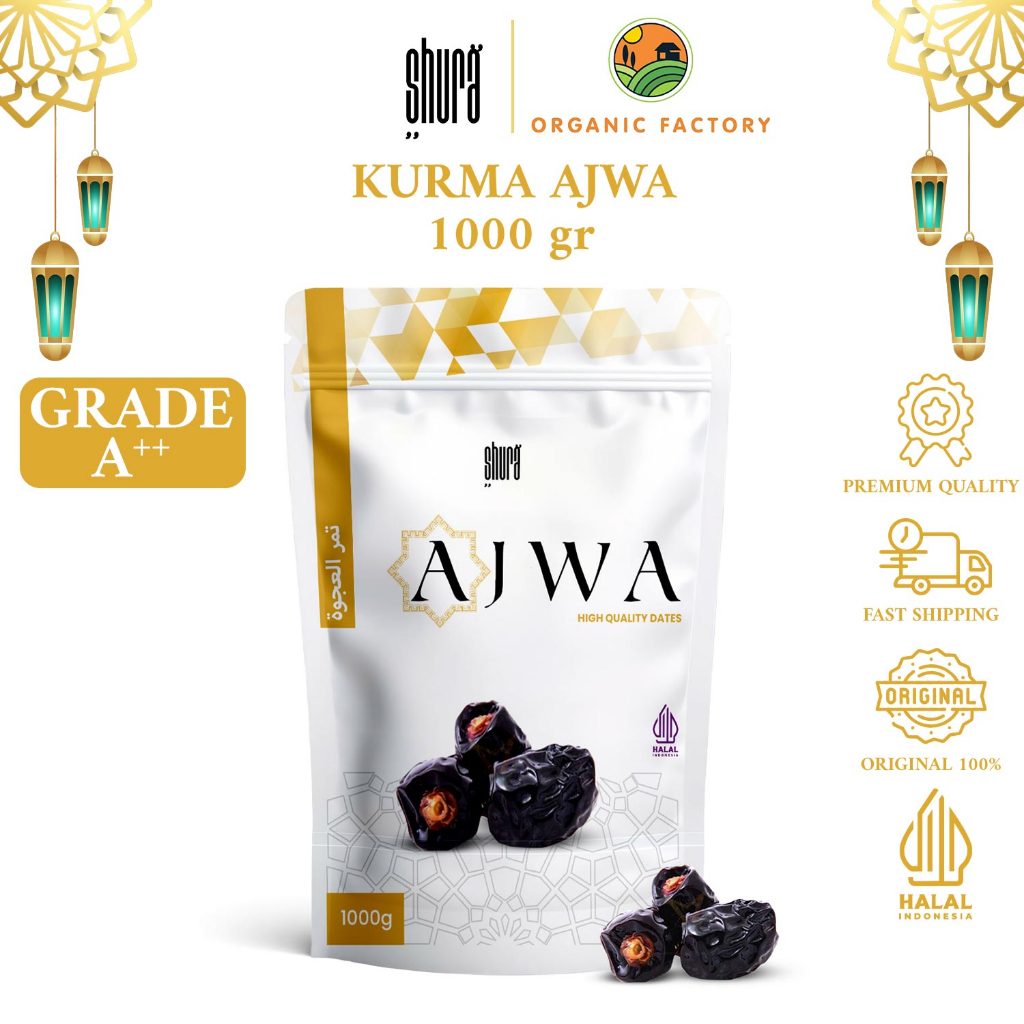 

Shura Kurma Ajwa Kurma Nabi 1kg Kemasan Pouch Asli Madinah Lembut Original Premium