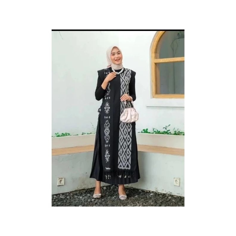 VEST TENUN PANJANG // ROMPI TENUN // ATASAN TENUN WANITA // OUTER WANITA TANPA LENGAN