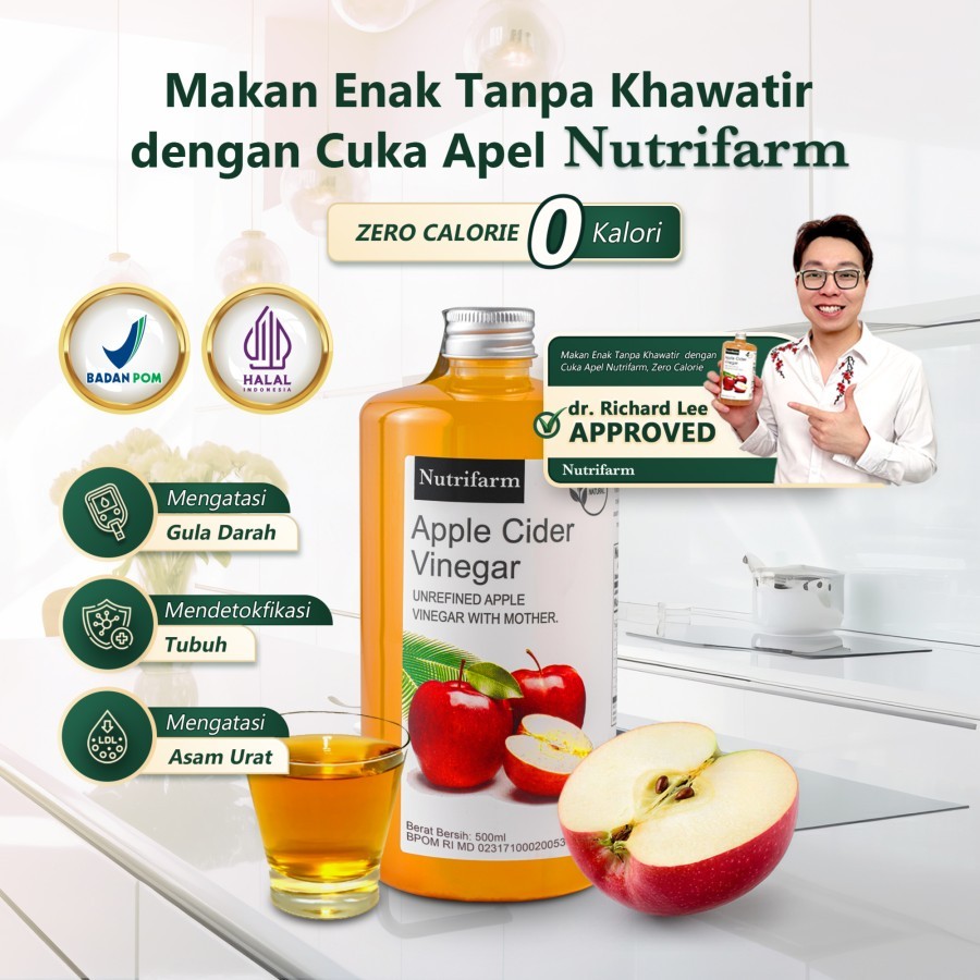 

CUKA APEL ORIGINAL ORGANIK 500ML / APPLE CIDER VINEGAR WITH MOTHER/ CUKA SARI APEL
