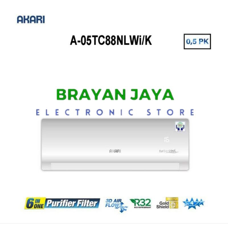 AC AKARI PENDINGIN UDARA A-05TC88NLW ( 0,5 PK ) - AC AKARI A-09TC88NLW ( 1 PK )