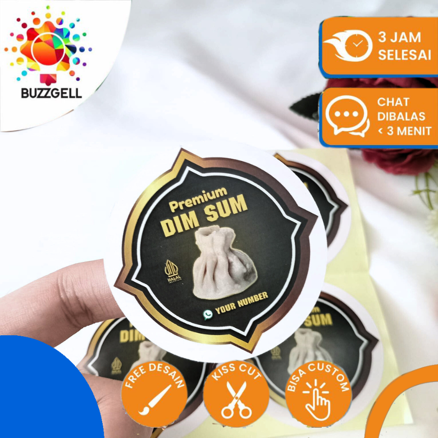 

2-4 Label Sticker Makanan Produk Dimsum Stiker Bulat Chromo Edisi Dim Sum Free Desain Custom Murah