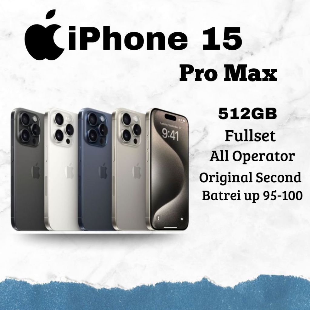 APPLE IPHONE 15 PRO MAX SECOND ORIGINAL EX INTER IPHONE 15 PRO MAX 512GB MULUS LIKE A NEW