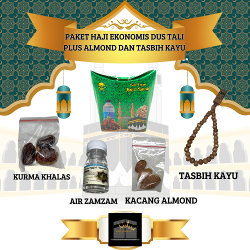 

dus tali paket haji ekonomis plus almond dan tasbih kayu oleh-oleh haji dan umroh