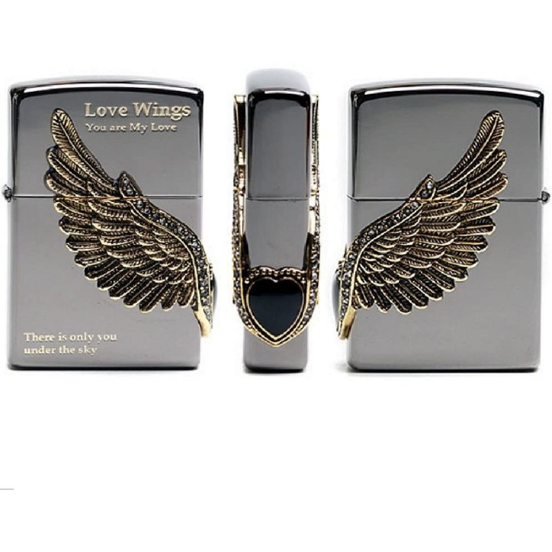 Korek Api Zipo Black Ice Love Wings Creative Grade Ori