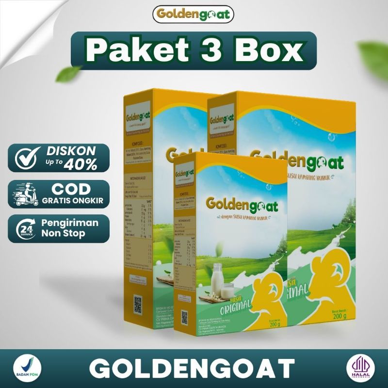 

PAKET HEMAT 3 BOX SUSU KAMBING ETAWA BUBUK GOLDENGOAT ALAMI MURAH ORIGINAL UNTUK ATASI NYERI TULANG PUNGGUNG SENDI ASAM URAT PEGAL LINU SYARAF KEJEPIT ASMA SESAK NAFAS BATUK MENAHUN PARU-PARU NYERI DADA