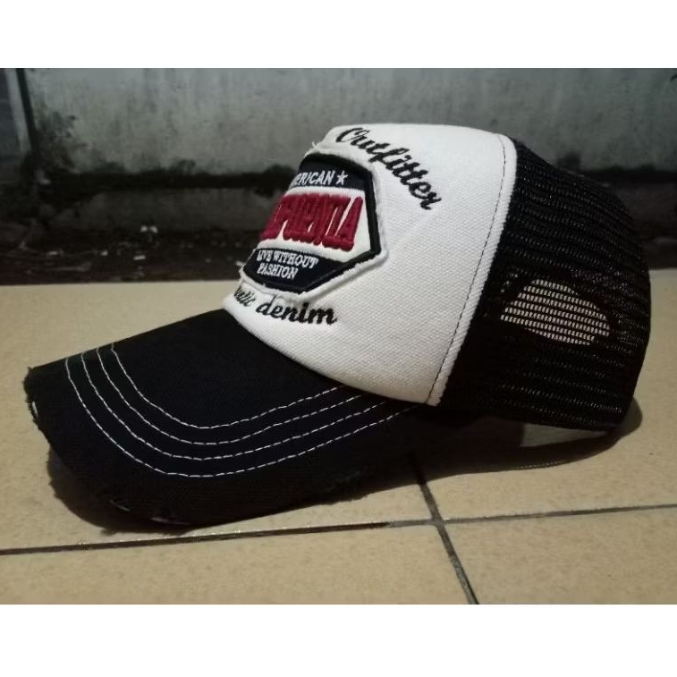Topi VINTAGE Jaring Trucker Second import Brand Korea Pekat Tebal