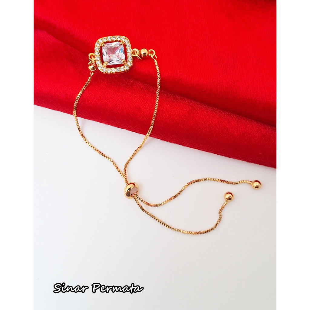 Gelang Serut Gold Kelopak Permata Gelang Wanita Xuping Titanium