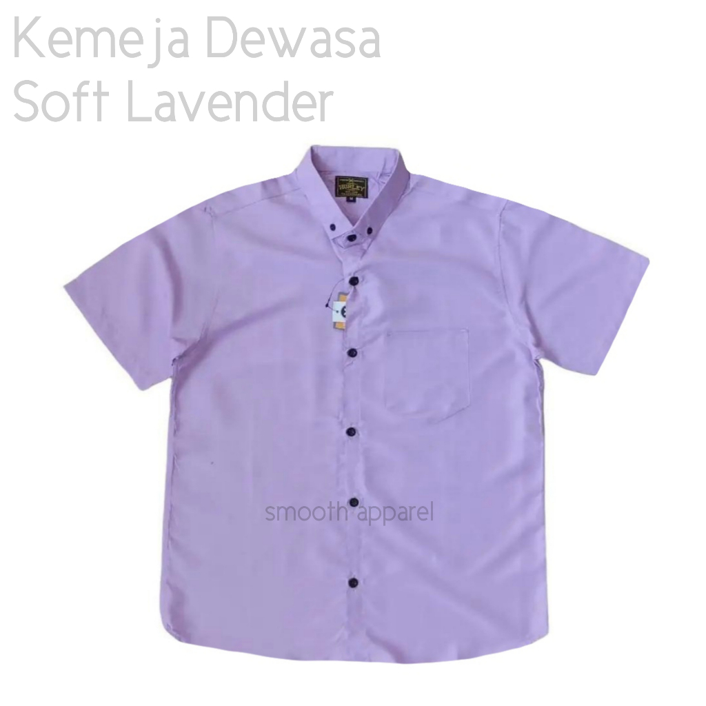Baju Lebaran Kemeja Polos Ungu Lavender Hem Pria Lengan Pendek Cowok Laki Dewasa Diskon Ramadhan