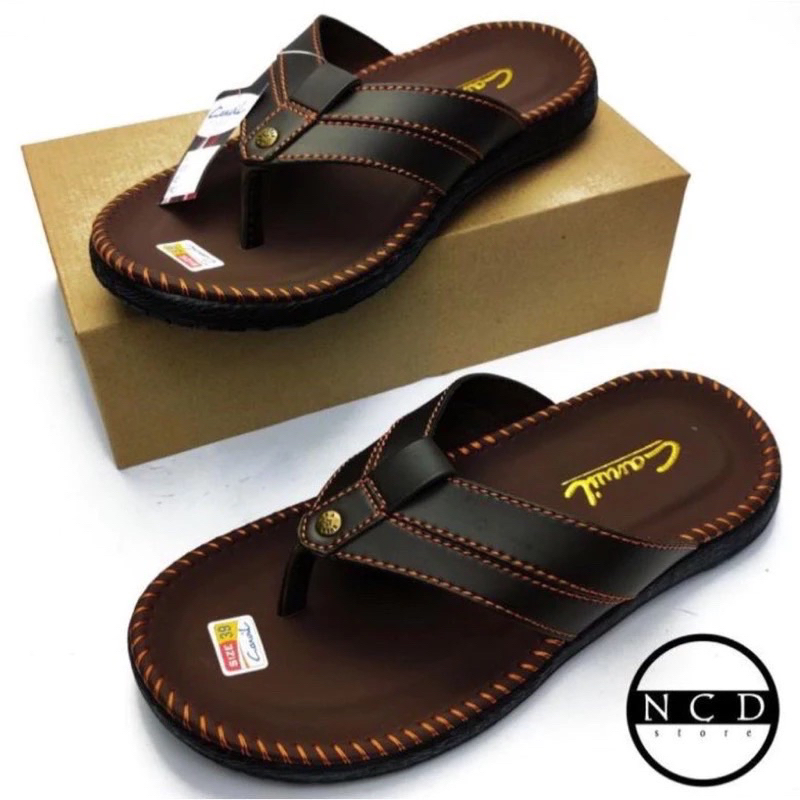 Sandal Pria Carvil Original 100% Jepit Kulit Jahitan Double Terbaru