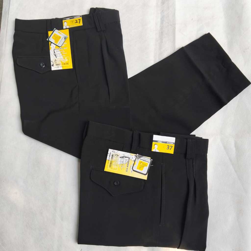 CELANA KAIN PRIA STANDARD FORMAL KERJA HITAM DAN UKURAN 27--28