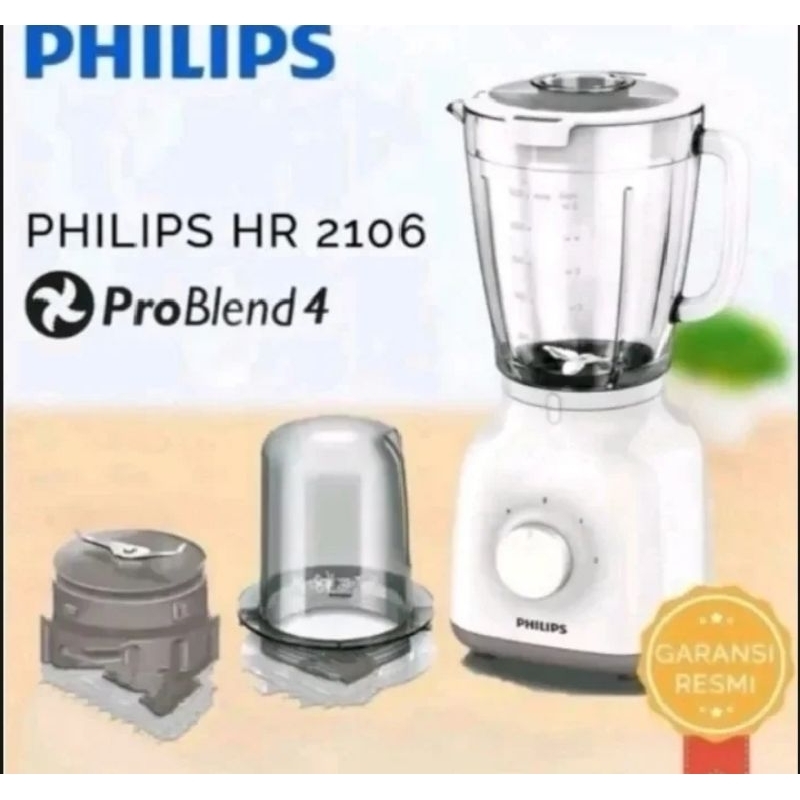 BLENDER PHILIPS HR-2106 GLASS PLASTIK/MIKA 2L