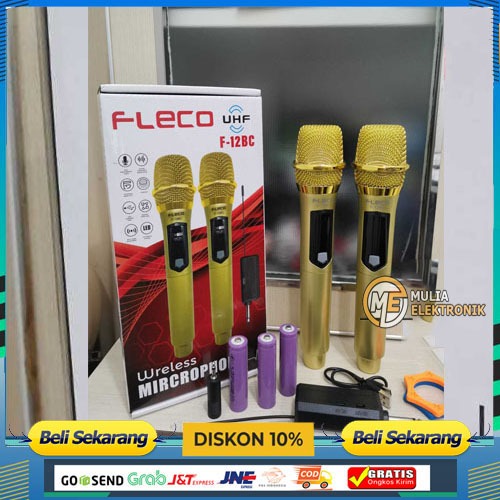 Mic Wireless / Microphone Wireless Karaoke Fleco F-12BC Mic Single Tanpa Kabel Suara Makin Bagus