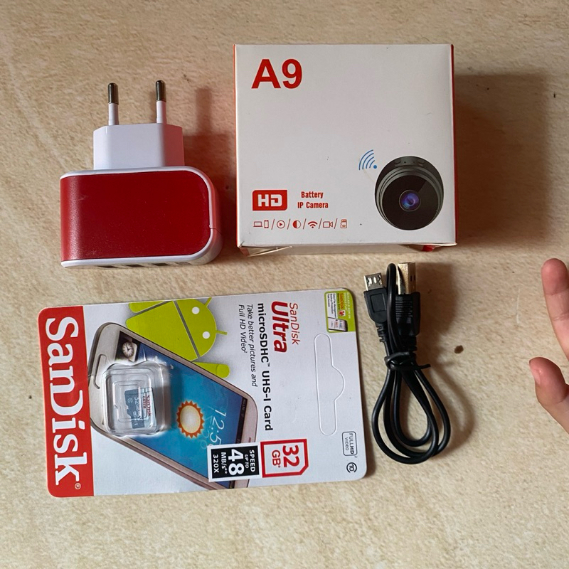 Paket lengkap cctv-a9+adapter cahrger set paket hemat