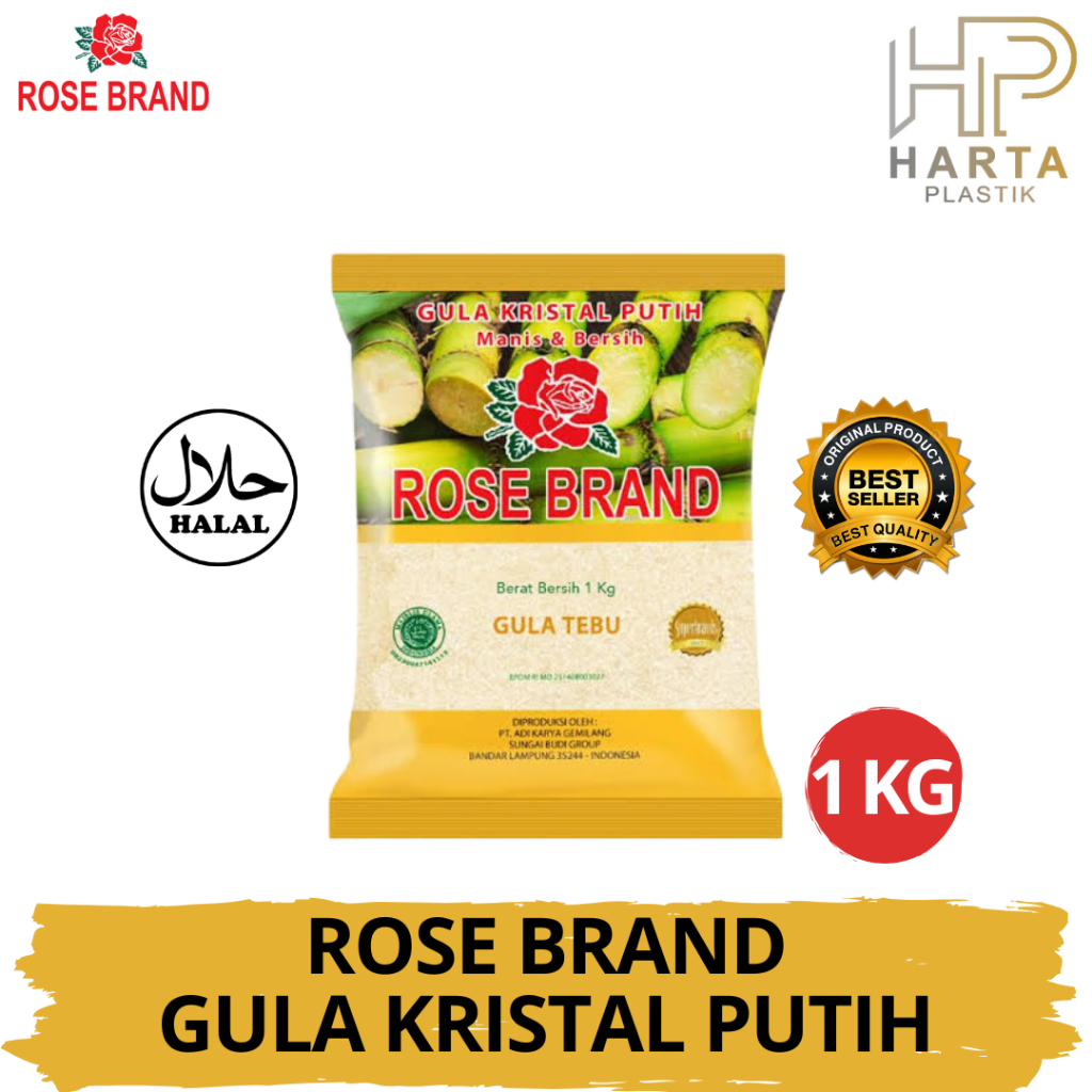 

Rose Brand Gula Kristal Putih Berat 1 Kg / Gula Tebu GMP