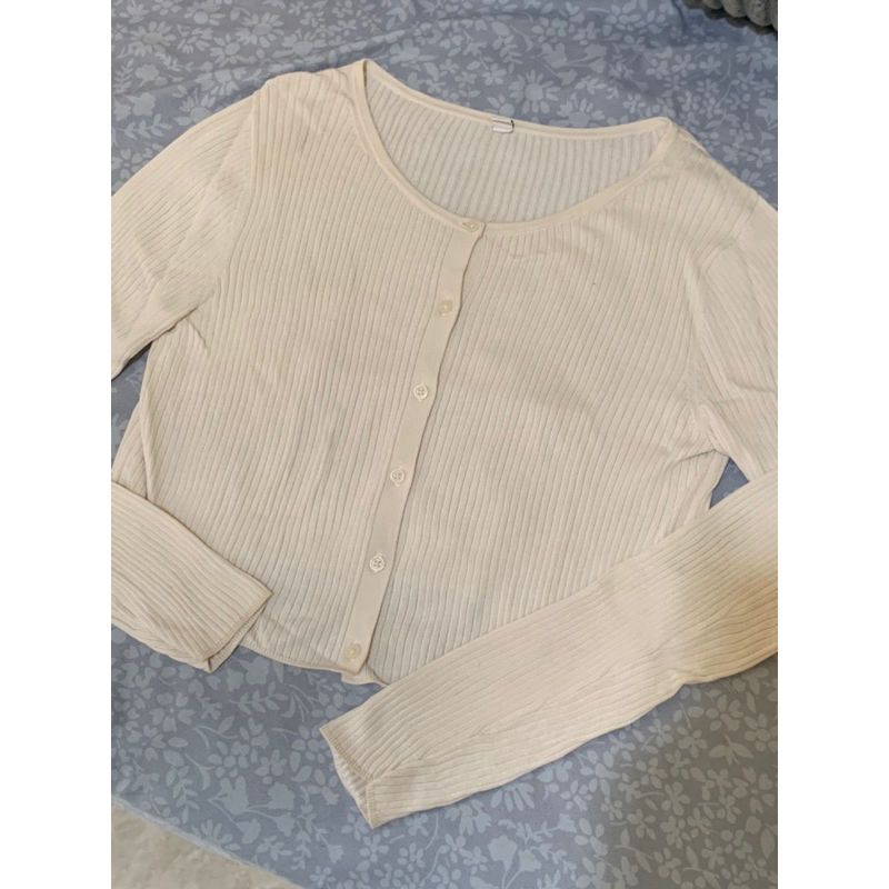 PRELOVED UNIQLO CARDIGAN RIB BROKEN WHITE