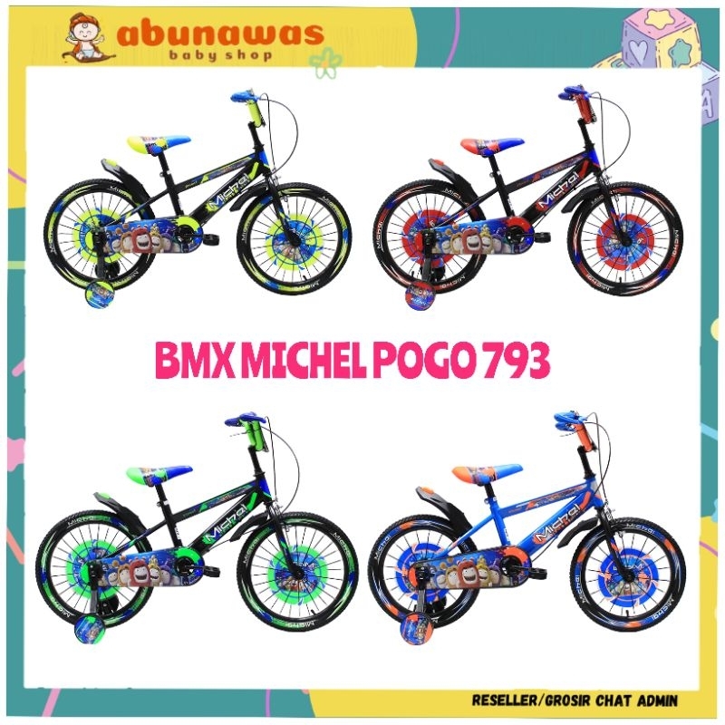 Sepeda Anak BMX Roda Empat Roda Dua Ukuran 12" , 16" , 18" Michel Pogo / Bambatisc Bombastic / Foste