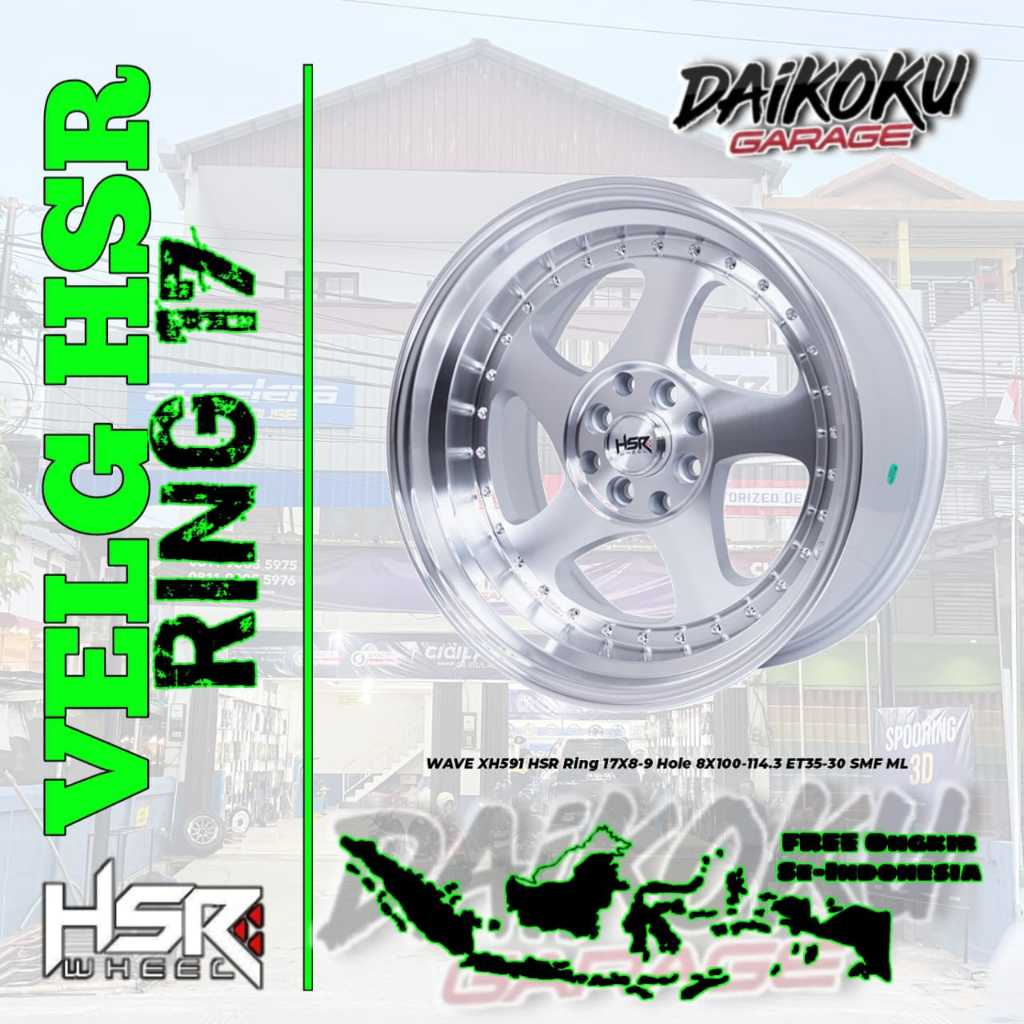 Velg Mobil Racing Celong Ring 17 HSR WAVE Baut 4x100/114,3 lebar 8/9 | Toko Velg Hsrbanjarmasin