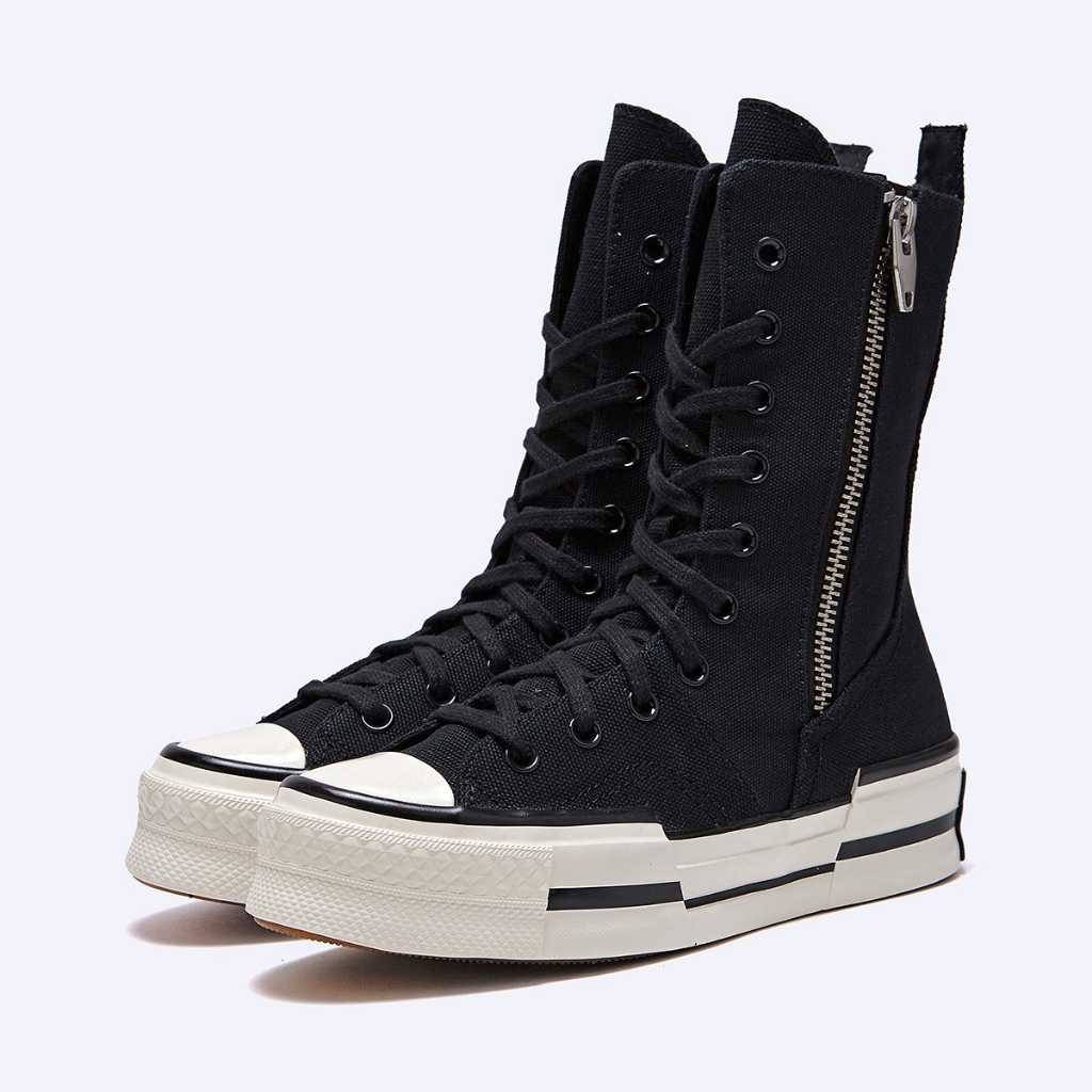 Converse Chuck 70 70s Plus XHI X-Hi Distort Bold Lines Sliced Punk Edge Zip Zipper Black