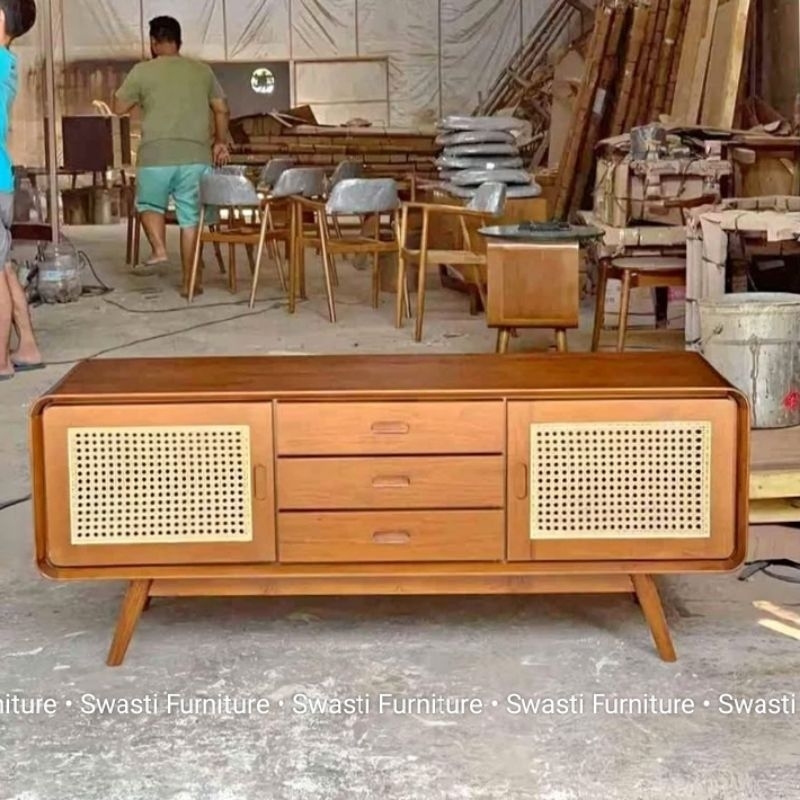 Swasti Furniture - Bufet TV Minimalis / Bufet Rotan Jati / Bufet TV Rotan / Bufet Retro Rotan
