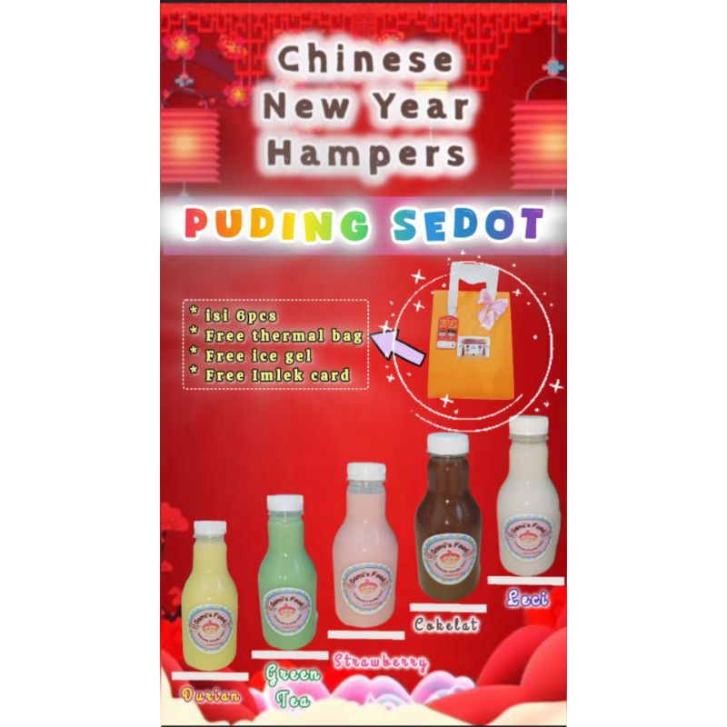

Hampers Imlek/CNY - Puding Sedot Botol Silky Puding Jelly Pudot Murah Enak Ready To Eat Homemade Siap Makan (Hampers Ulang Tahun, Natal, Idul Fitri, Imlek, Paskah, Lebaran, Anniversary)