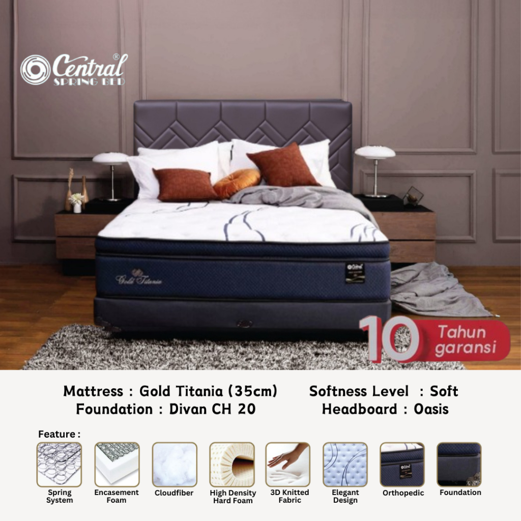 Central Spring Bed Gold Titania (35cm) Divan CH 20 - Griyaspringbed