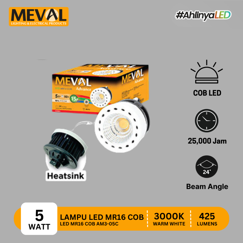 MEVAL Lampu LED Spotlight MR16 COB