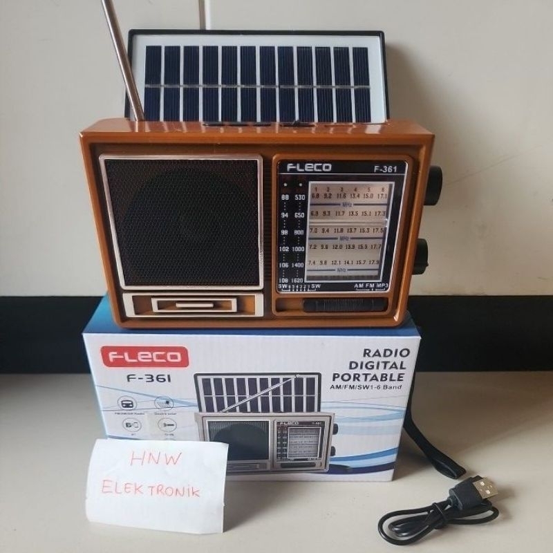 radio jadul cas portable Fleco 361 solar panel matahari USB BLUETOOTH murah
