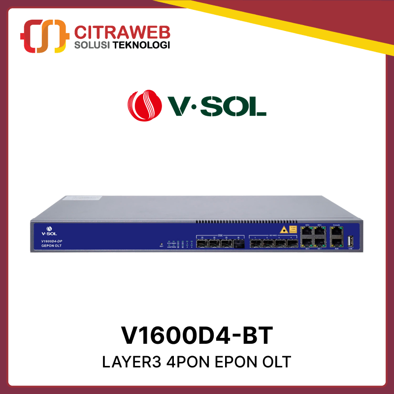 V-SOL V1600D4-BT 4 PON EPON OLT vsol v1600d4-bt 4 port pon epon olt dual power modules