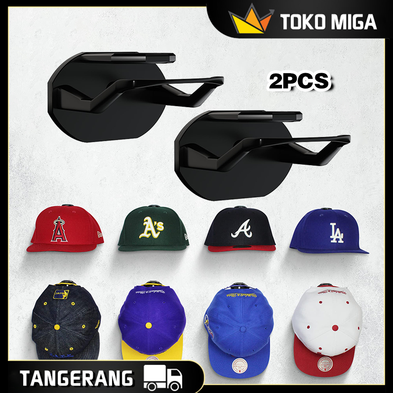 2PCS Display Topi Hanger Organizer Topi Plastik Rak Topi Dinding Tempel Non Punching Adhesive